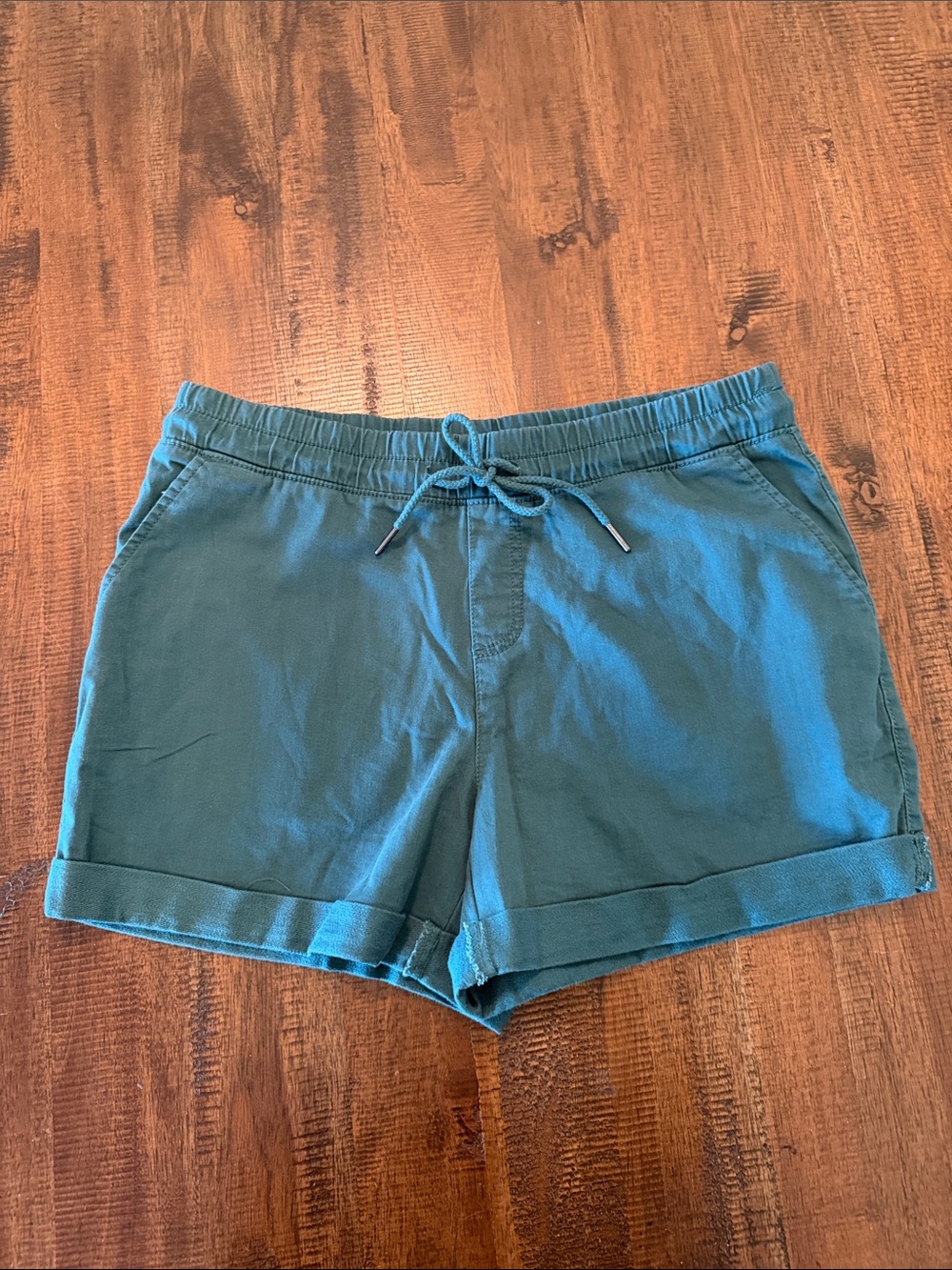 Time and Tru Teal Drawstring High Waist Shorts